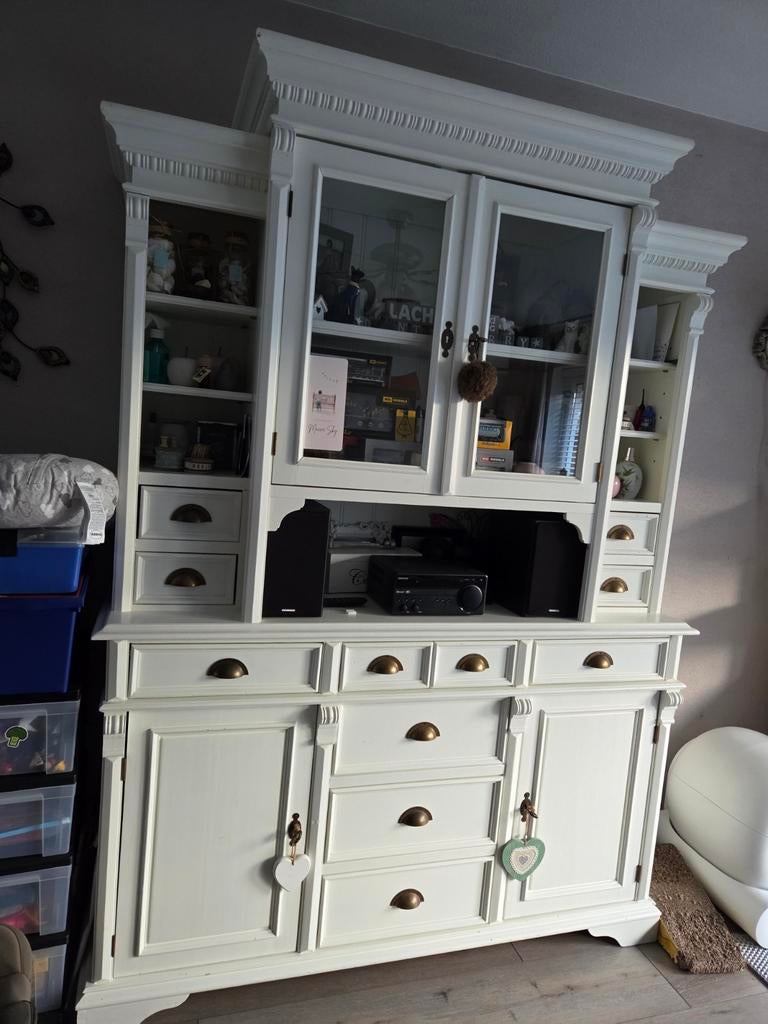 Landelijke buffetkast wit gelakt grenen MOET VANDAAG WEG !!!, Ophalen, Gebruikt, 100 tot 150 cm, 200 cm of meer