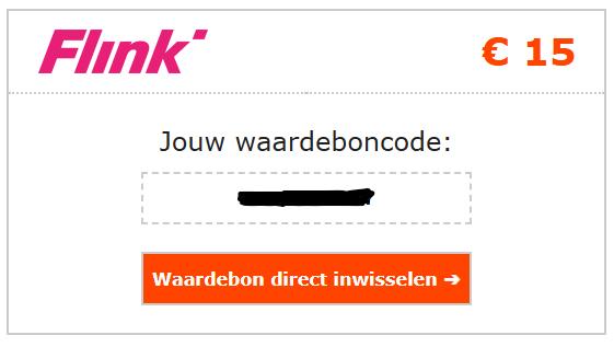 Flink waardebon 15 euro, Tickets en Kaartjes, Eén persoon, Kortingsbon, Overige typen