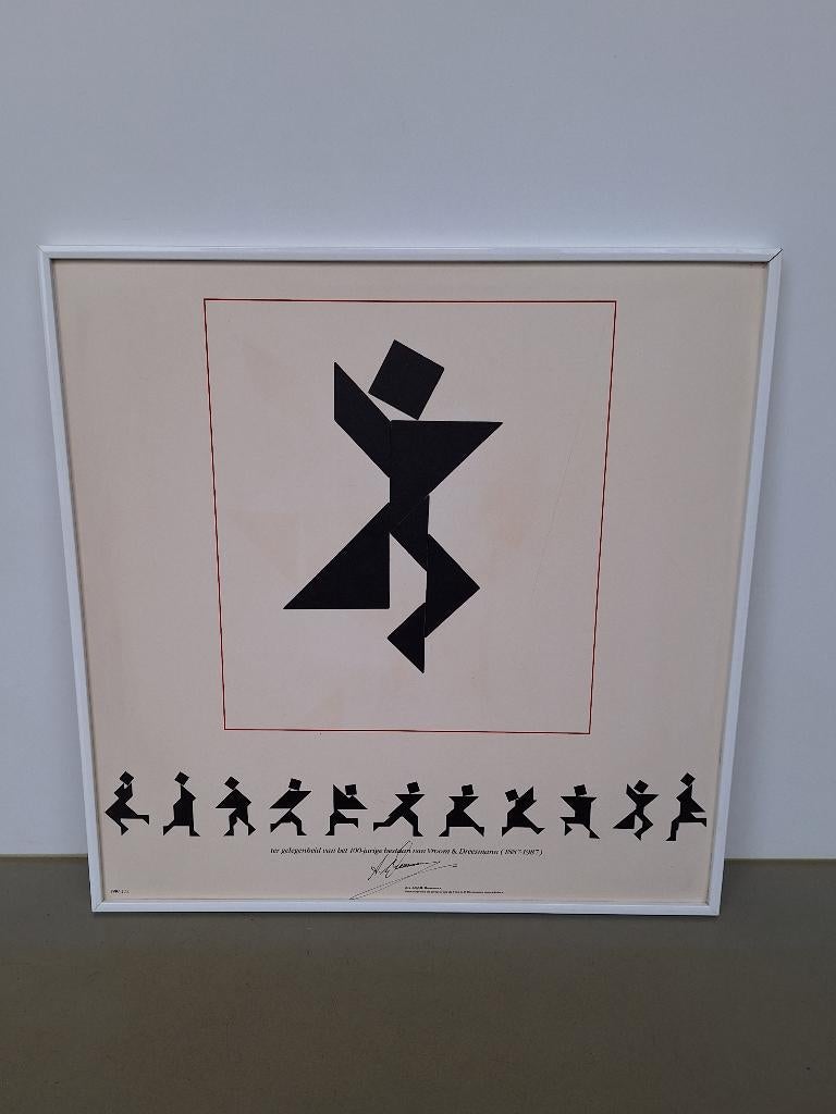 vintage Tangram interactief kunstwerk 100jr V&D 51x51cm, Antiek en Kunst, Kunst | Overige Kunst, Ophalen of Verzenden