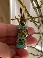 Vintage Pasen Houten konijn paas ornament hanger Hout zgan, Ophalen of Verzenden, Zo goed als nieuw