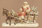 Kerstman op oude slee poezieplaatjes 5129, Verzamelen, Poesieplaatjes, Ophalen of Verzenden