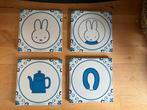Miffy Nijntje delftsblauwe tegels set van vier HEMA, Ophalen of Verzenden, Aardewerk, Overige stijlen