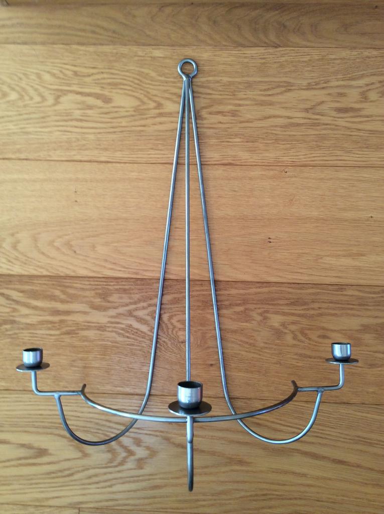Smeedijzeren muurkandelaar, terras of balkon, hoog +/- 58 cm, Tuin en Terras, Ophalen, Zo goed als nieuw