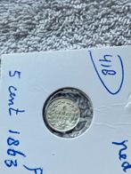 5cent zilver 1863, Postzegels en Munten, Ophalen of Verzenden, Koning Willem III, Zilver