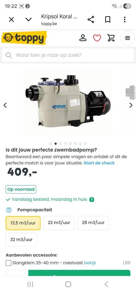 Zwembad zandfilterpomp, Tuin en Terras, Zwembad-toebehoren, Ophalen