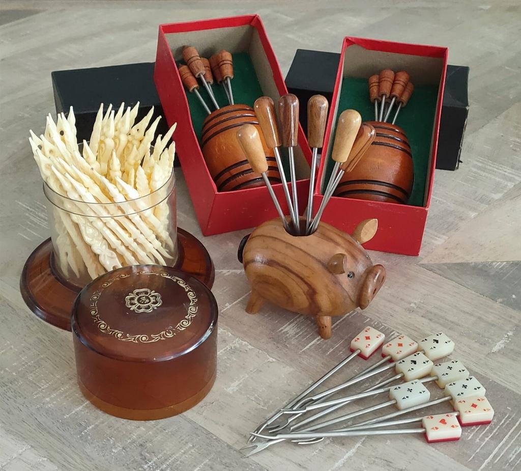 Verzameling vintage cocktail prikkers, Ophalen, Gebruikt, X, X