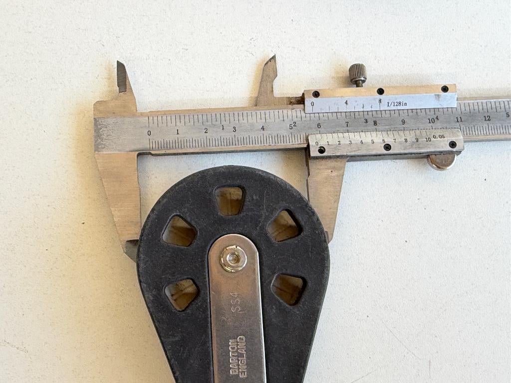 Barton 1 schijfs blok met wartel 58 mm tot 14 mm lijn, Ophalen of Verzenden, Gebruikt, Lijn of Blok