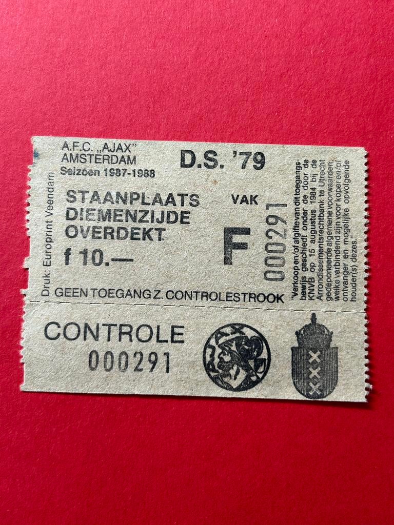 kaartje 1987 AJAX-DS’79, Verzamelen, Verzenden, Zo goed als nieuw, Ajax