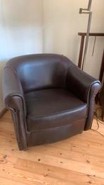 Club fauteuil bruin leer, Zo goed als nieuw, 50 tot 75 cm, Antiek, Ophalen