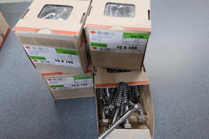 Rvs houtdraadbouten, Doe-het-zelf en Verbouw, IJzerwaren en Bevestigingsmiddelen, Nieuw, Bouten of Moeren, 100 tot 250 mm, Rvs