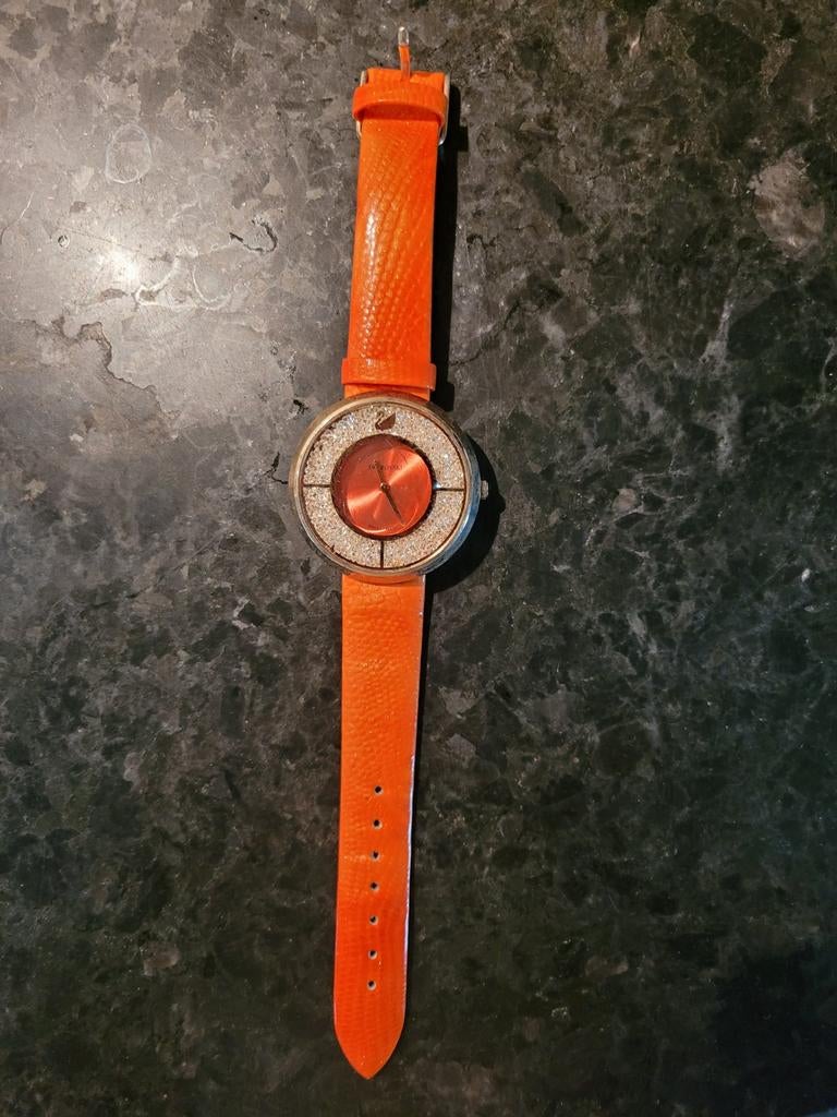 Swarovski Oranje Horloge - Perfect voor Koningsdag/WK!, Overige merken, Leer, Staal, Polshorloge