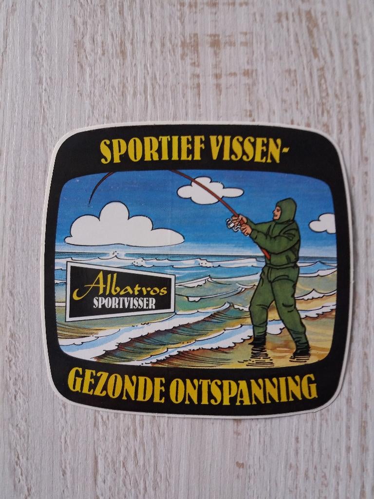 sticker Albatros sportvisser  GEZONDE ONTSPANNING ( 1 ), Verzamelen, Ophalen of Verzenden, Zo goed als nieuw, Merk