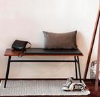 Carabel bankje - walnootfineer en synthetisch leer, Ophalen, Zo goed als nieuw, Hout