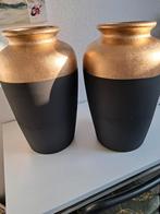 Goud met zwart 2 grote vazen /potten, Huis en Inrichting, Woonaccessoires | Vazen, Ophalen, Zwart, Aardewerk of Porselein, Zo goed als nieuw