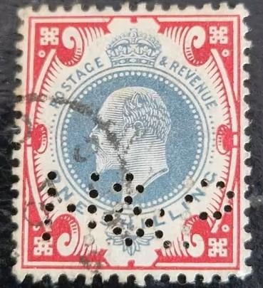 Groot-Brittannië 1902 -Yvert 117 - Koning Edward VII perfin, Postzegels en Munten, Postzegels | Europa | UK, Ophalen of Verzenden