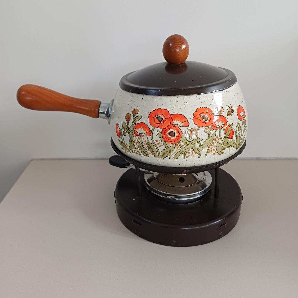 Wildflower fondueset, Witgoed en Apparatuur, Fonduesets, Gebruikt, Fondueset, Brander, Ophalen of Verzenden