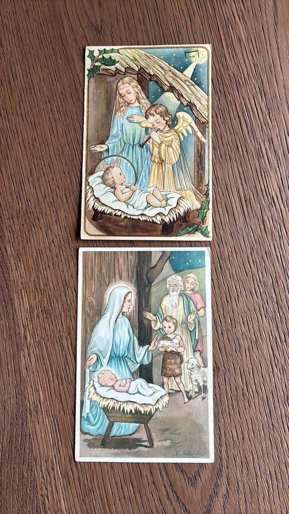Rie Schouten. Kerst/Nieuwjaar. Stal, engelen, kindje Jezus, Verzamelen, Ansichtkaarten | Themakaarten, Ophalen of Verzenden, Gelopen