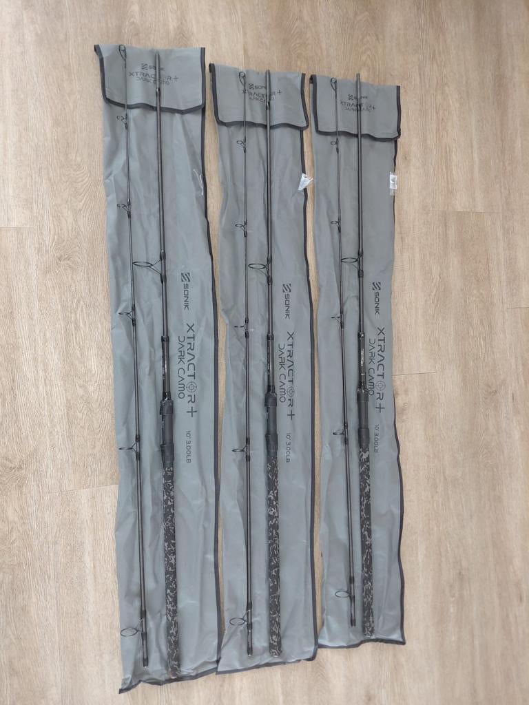 3x Sonik Xtractor Dark Camo Limited Edition 10ft 3lb, Ophalen of Verzenden, Zo goed als nieuw, Werphengel