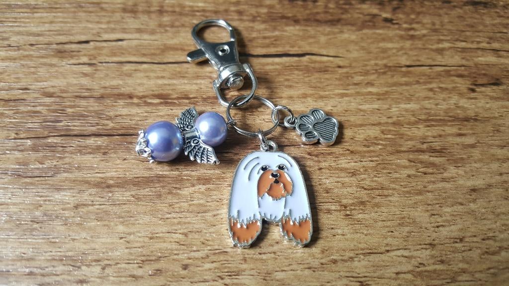 Sleutelhanger Lhasa apso emaille met guardian angel, Verzenden, Nieuw, Dier of Natuur