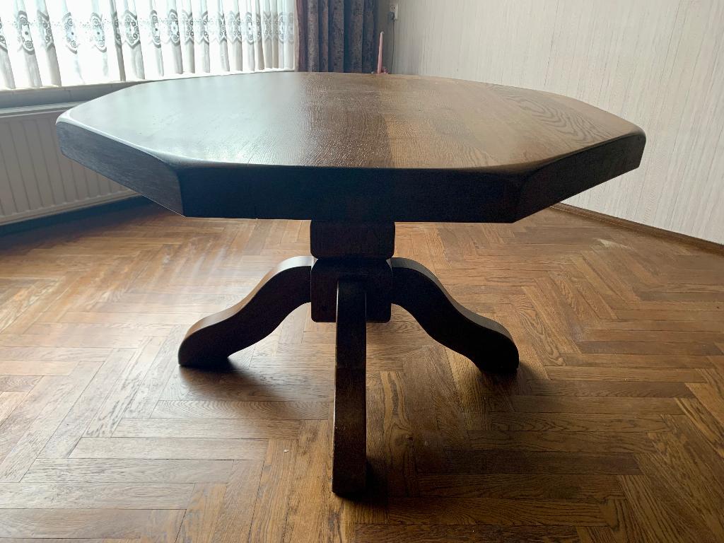Eikenhouten achthoekige tafel, Ophalen, Gebruikt, 50 tot 75 cm, Klassiek