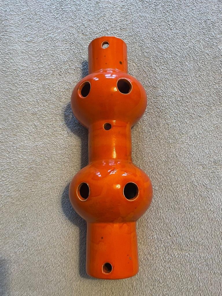 70's retro vintage oranje keramieken lamp jaren 70, Ophalen, Overige materialen, Zo goed als nieuw, Minder dan 50 cm