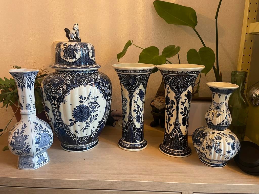 Delfts blauw boch antiek (deksel)vaas, Ophalen