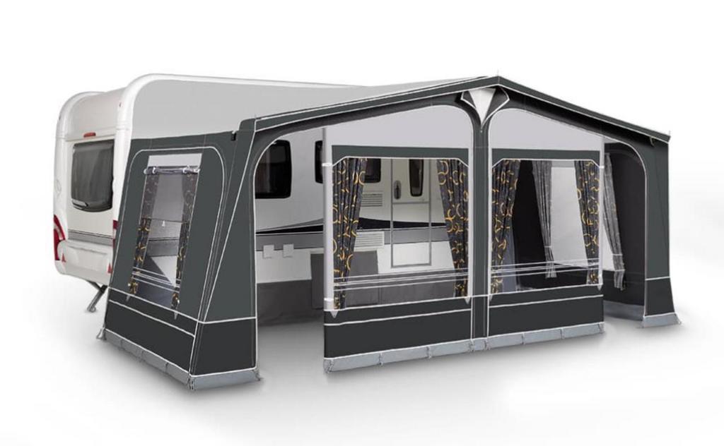 Dorema voortent (mt 13) + aluminium stokken + vloerkleed, Ophalen, Zo goed als nieuw