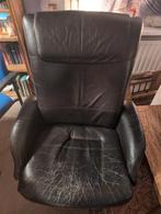 Comfortabele luie stoel - Zwart leer, Huis en Inrichting, Fauteuils, Ophalen, Gebruikt, Comfortabel, Klassiek, 75 tot 100 cm