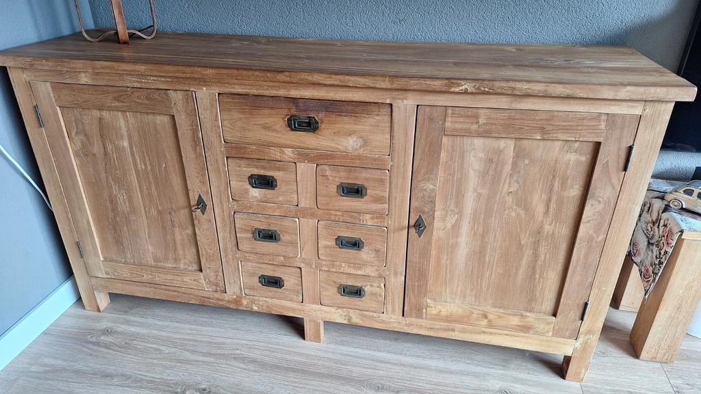 Teak Dressoir, Ophalen, Met deur(en), 150 tot 200 cm, Teakhout