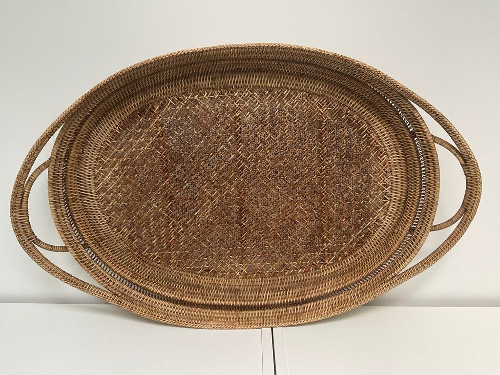 Rotan Dienblad Ovaal - Stijlvol en Praktisch, Huis en Inrichting, Ophalen, Gebruikt, Ovaal, Overige materialen