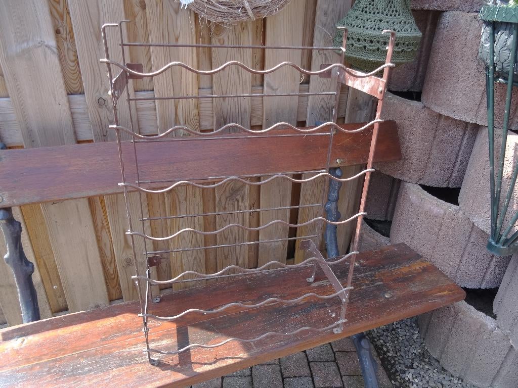 wijnrek metaal voor 35 flessen, Antiek en Kunst, Ophalen