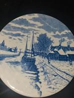 Antiek Delfts Blauw Wandbord - Hollandse Scène, Ophalen of Verzenden
