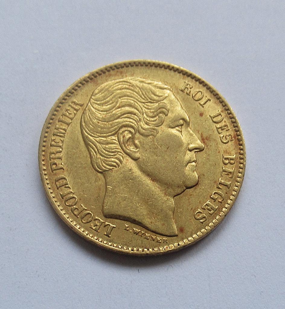 belgie 20 francs 1865, Verzenden, België, Goud