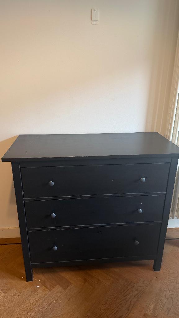 IKEA HEMNES 3-drawer chest (black-brown), Ophalen, 100 tot 150 cm, Zo goed als nieuw, 100 tot 125 cm