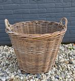 Grote rieten mand voor houtblokken, dekens of planten, Ophalen, Gebruikt, Mand, Rond