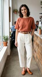 broek Madeleine, Maat 38/40 (M), Verzenden, Wit, Zo goed als nieuw