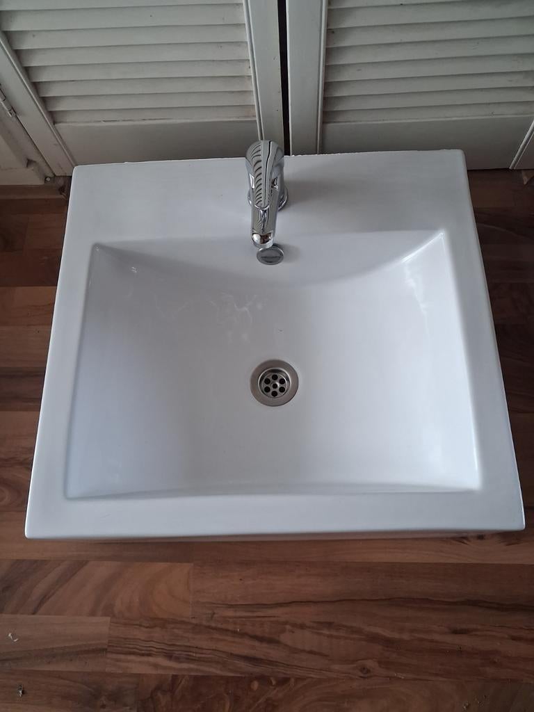 Wastafel met kraan - Wit keramiek, Ophalen, Wastafel