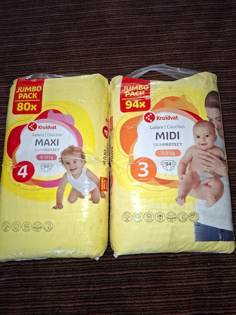 Kruidvat Luiers Jumbo Pack - Maat 3 (Midi) & 4 (Maxi), Ophalen of Verzenden, Nieuw