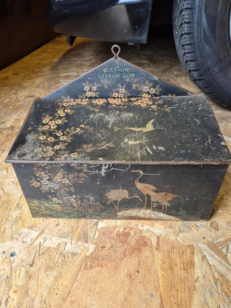 Glim schoenpoets doos vintage blik retro trommel, Ophalen, Minder dan 50 cm, Minder dan 50 cm