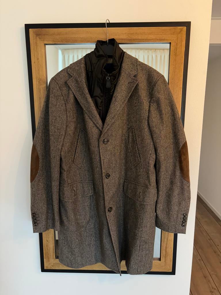 Stijlvolle wollen jas met uitneembare bodywarmer, Ophalen of Verzenden, Zo goed als nieuw, Maat 52/54 (L), Grijs