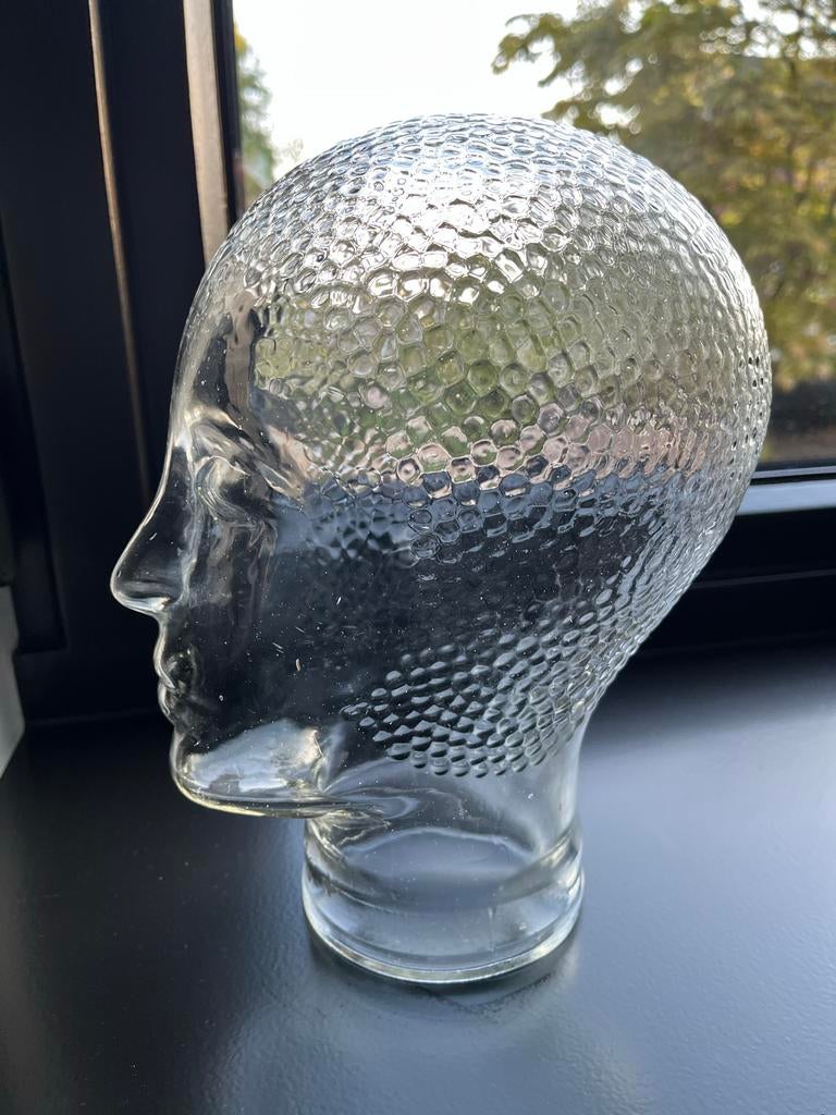Vintage Glazen Hoofd Mannequin - Decoratief & Uniek, Antiek en Kunst, Ophalen of Verzenden