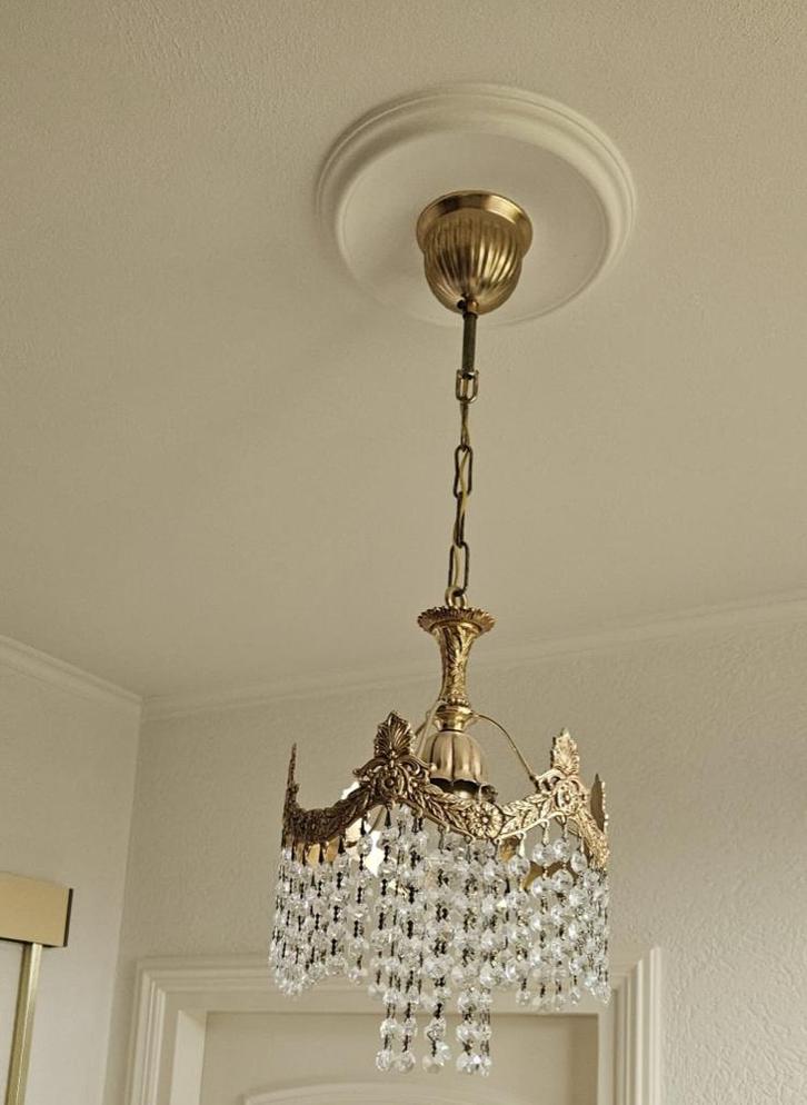 Kristallen Hanglamp Vintage Stijl, Huis en Inrichting, Lampen | Kroonluchters, Gebruikt, Metaal, Ophalen