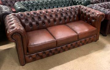Prachtige Chesterfield Bank 3 Zits Bruin.  beschikbaar voor biedingen