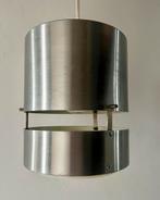 Retro vintage hanglamp staal geborsteld, Huis en Inrichting, Lampen | Hanglampen, Gebruikt, Ophalen of Verzenden, Metaal, Minder dan 50 cm