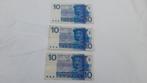 3 biljetten 10 gulden 1968 Frans Hals tientje briefje tien, Ophalen of Verzenden, 10 gulden, Los biljet