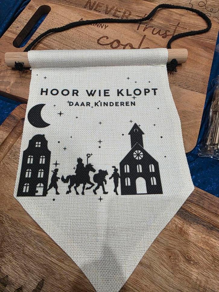 Sinterklaas Banner - Hoor wie klopt daar, Huis en Inrichting, Woonaccessoires | Wanddecoraties, Ophalen of Verzenden