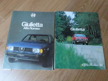 2 stuks folder brochure Alfa Romeo Giuletta jaren 70/80 beschikbaar voor biedingen