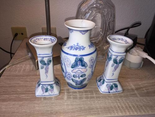 vaas en kandelaars set, Antiek en Kunst, Antiek | Vazen, Ophalen of Verzenden