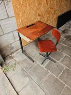 Vintage Schoolbankje met Stoel, Ophalen, Gebruikt, Bureau