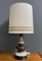 70 jaren Mooie grote keramieken bruine lava tafel lamp, Ophalen, Gebruikt, Vintage, Hout